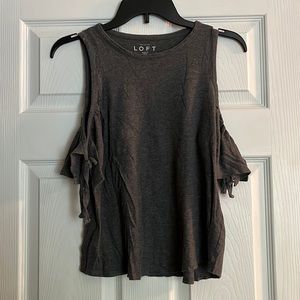 Dark gray cold shoulder shirt